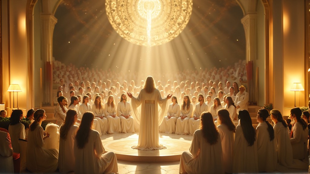 Sananda teaching a heavenly body of people